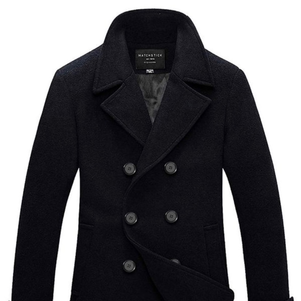Mens Wool Classic Pea Coat Winter Coat